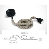 ONE Light, 0992/B, Black E27 Thick Rope Wire 2m Suspension