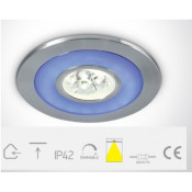 10103A/D/BL, Aluminium LED 3x1w Daylight + Ring LED Blue 350mA IP42