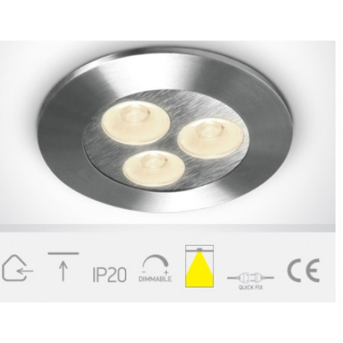 ONE Light, 10103L/W/35, Aluminium LED Warm 3x1w 35d