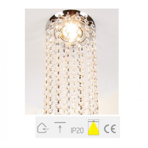 ONE Light, 10105C4/C, Chrome Crystal Recessed Decorative 50W 12v