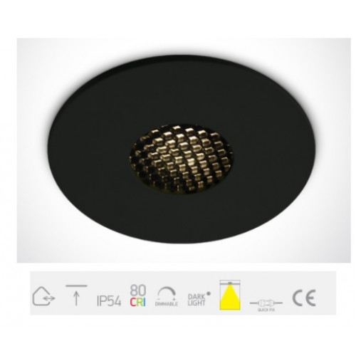 10107HC/B/W, Black COB LED 7W WW HONEYCOMB 36deg Dark Light