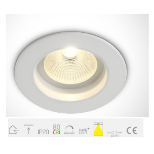 ONE Light, 10112E/W/C, White Dark Light COB LED 12w CW 700mA 40deg