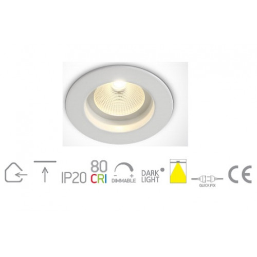 ONE Light, 10112E/W/W, White Dark Light COB LED 12w WW 700mA 40deg