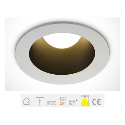 10112ED/W/B/W, White LED 12W WW IP20 230V Dark Light Black Reflector