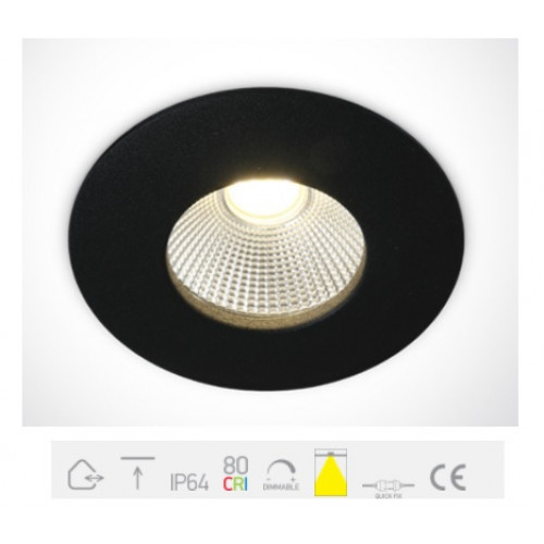 ONE Light, 10112P/B/W, Black COB LED 12w WW 700mA 40deg IP64