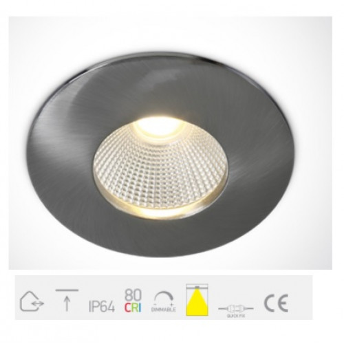 ONE Light, 10112P/MC/W, Brushed Chrome COB LED 12w WW 700mA 40deg