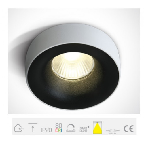 ONE Light, 10112R/B/W, Black COB LED 12w WW 700mA 50deg Dark Light