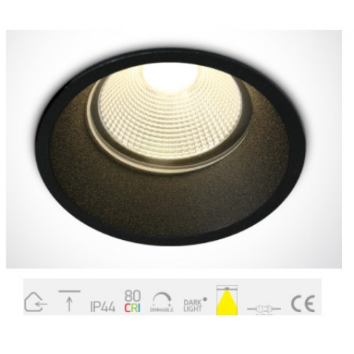 10112TP/B/W, Black COB LED 12w WW 700mA 38deg IP44 SemiTrimless