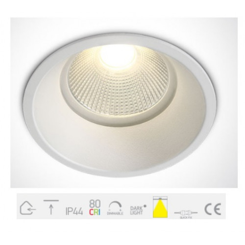 10112TP/W/C, White COB LED 12w CW 700mA 38deg IP44 SemiTrimless