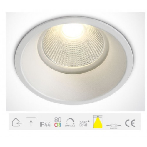 10112TP/W/W, White COB LED 12w WW 700mA 38deg IP44 SemiTrimless