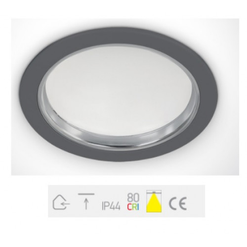 ONE Light, 10115/G/C, GREY SMD LED 15w CW IP44 85-240v Downlight