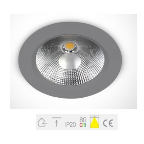 ONE Light, 10120C/G/W, Grey LED 20w WW 230v Downlight IP20 500mA