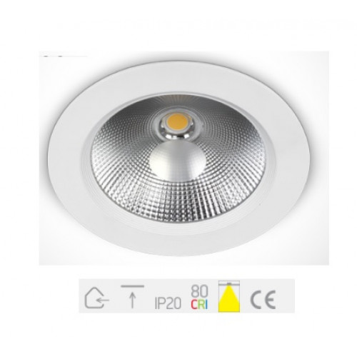 ONE Light, 10120C/W/W, White LED Recessed Downlight 20w WW 230v