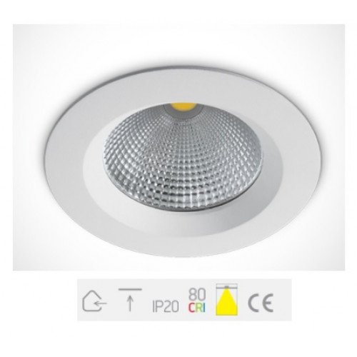 ONE Light, 10120CA/W/W, White LED 20W Downlight WW IP20 60deg 230V