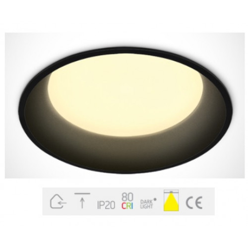 ONE Light, 10122D/B/W, Black LED 22w WW IP20 230V 100deg Dark Light