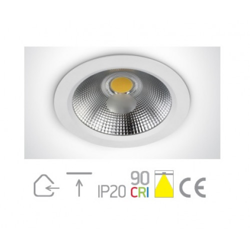 ONE Light, 10130CR/W/W, White Downlight LED 30w CRI90 WW 230V