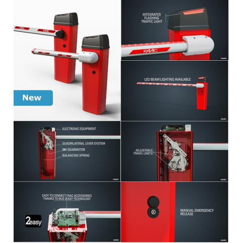 FAAC (104614) 24V B614 Electromechanical Automatic Barrier - RED (Light Commercial)