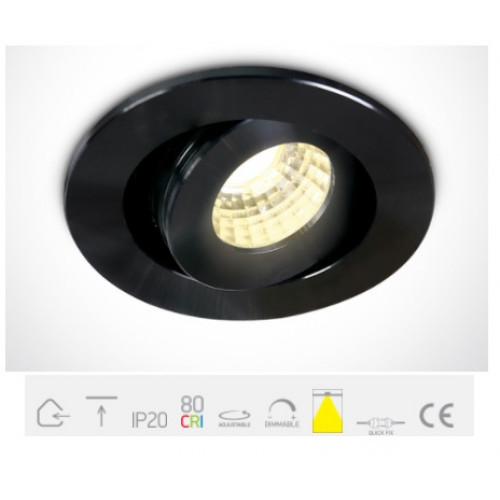 ONE Light, 11103B/B/W, Black COB LED 1w/3w WW 40deg 350mA/700mA