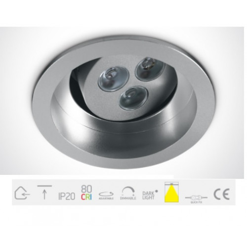 ONE Light, 11103D/G/W, Grey LED 3w WW Semi-Trimless 350mA IP20