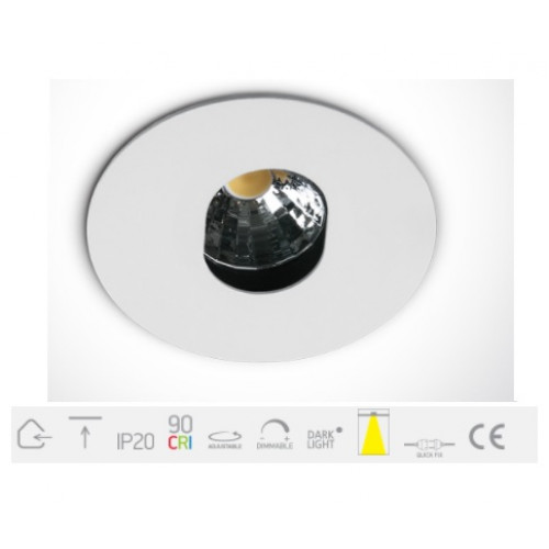 ONE Light, 11103E/W/W, White LED 3W 24deg 350mA Adjustable Dark Light