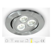 11103L/D/15, Aluminium LED DL Recessed Spot 3w 15d 350mA IP20