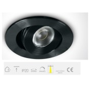 ONE Light, 11103LC/B/D/15, Black LED 3w DL 15d 350/700mA