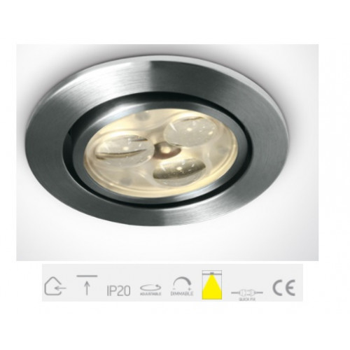 11103N/AL/W/35, AL LED WW 3w 35d 350mA Adjustable Recessed Spot