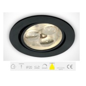 11103N/B/W/35, Black LED WW 3w 35d 350mA Adjustable Recessed Spot