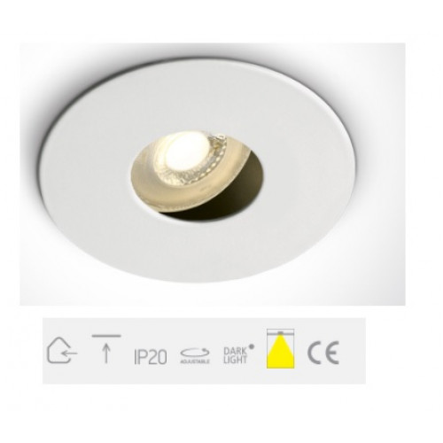 ONE Light, 11105E/W, White GU10 50w Dark Light Recessed Adjustable