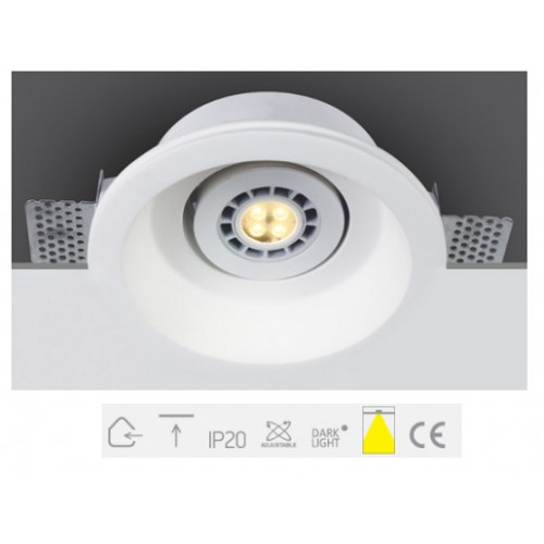 ONE Light, 11105GT4, Gypsum Recessed Trimless Adjustable 50W GU10