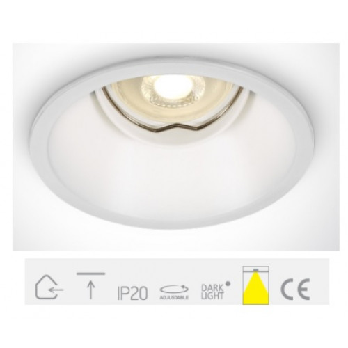 ONE Light, 11105TG/W, White 50w DL Recessed Round Adjustable GU10