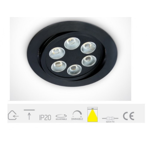 ONE Light, 11106LB/D/35, Black LED DL 6w 35d 350mA IP20