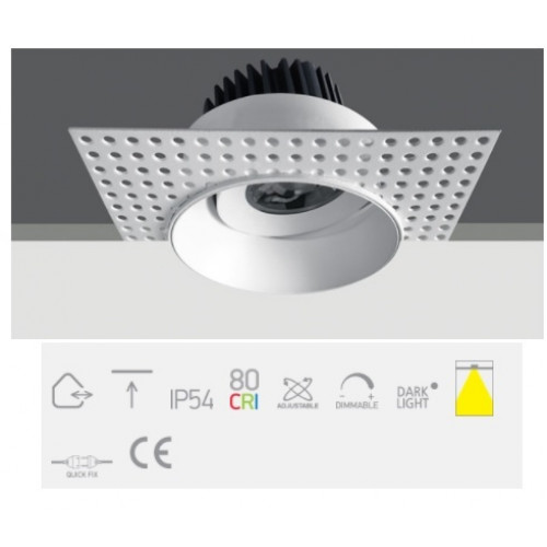 11107BT/W/W, White COB LED 7W WW 700mA 38deg IP54 Trimless Adj