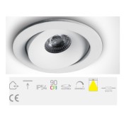 11107P/W/W, White COB LED 7W WW 36deg IP54 700mA Adjustable