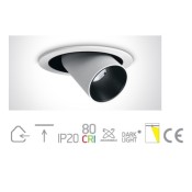 11110B/W/C, White COB LED 10W CW 40deg 230V Recessed Adjustable Spot