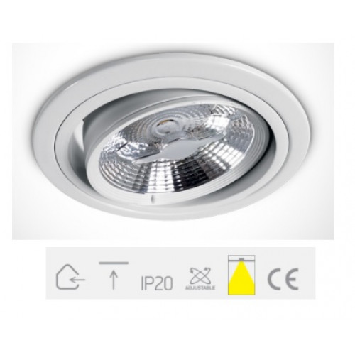ONE Light, 11110D/W, White R111 GU10 Recessed Adjustable Downlight