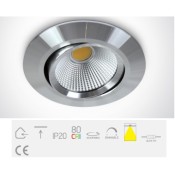 11112/AL/W, Aluminium COB LED 12w WW 700mA 38deg IP20 Adjustable