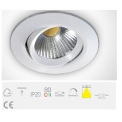 ONE Light, 11112/W/W, White COB LED 12w WW 700mA IP20 DL Adjustable