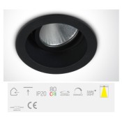 ONE Light, 11112DL/B/W, Black LED 12W WW 700mA IP20 DL Adjustable