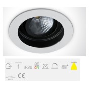 ONE Light, 11112E/W/C, White LED 12W CW IP20 700mA Adj Semi Dark Light