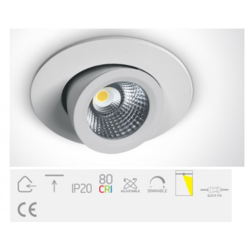 ONE Light, 11112F/W/C, White LED 12w CW COB 700mA Adjustable