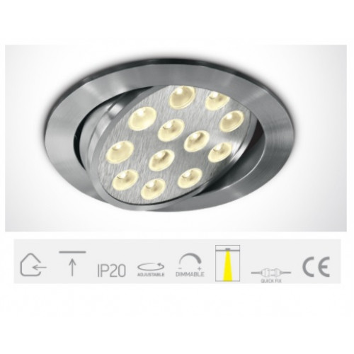 ONE Light, 11112L/W/15, Aluminium LED WW 12w 15d 350mA Adj Downlight