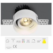 ONE Light, 11112T/W/W, White COB LED 12w WW 700mA 38deg DL Trimless