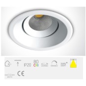 11112TA/W/W, White COB LED 12w WW DL 700mA IP20 Adjustable