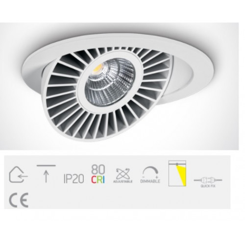 ONE Light, 11115E/W/W, White LED 15w WW Adjustable 350mA Downlight