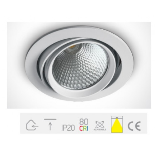 ONE Light, 11120B/W/C, White COB LED 20w CW 36d IP20 230v