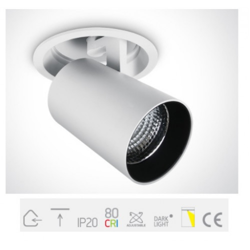 ONE Light, 11125RA/W/C, White Recessed LED 25W CW 36deg Adj Spot