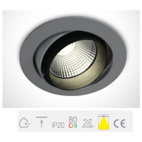 11138/G/C, Grey COB LED 38w CW 100-240v Recessed Adjustable