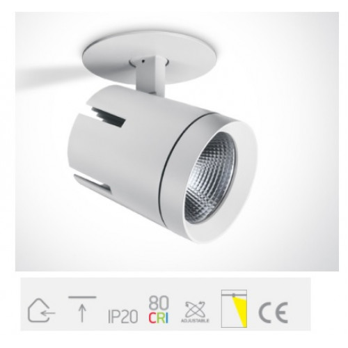 ONE Light, 11140L/W/C, White Recessed LED 40W CW 36deg Adjustable