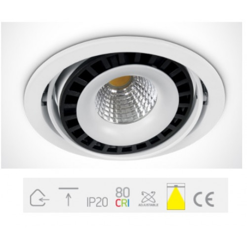 11150A/W/C, White COB LED 50w CW 100-240V Recessed Adjustable